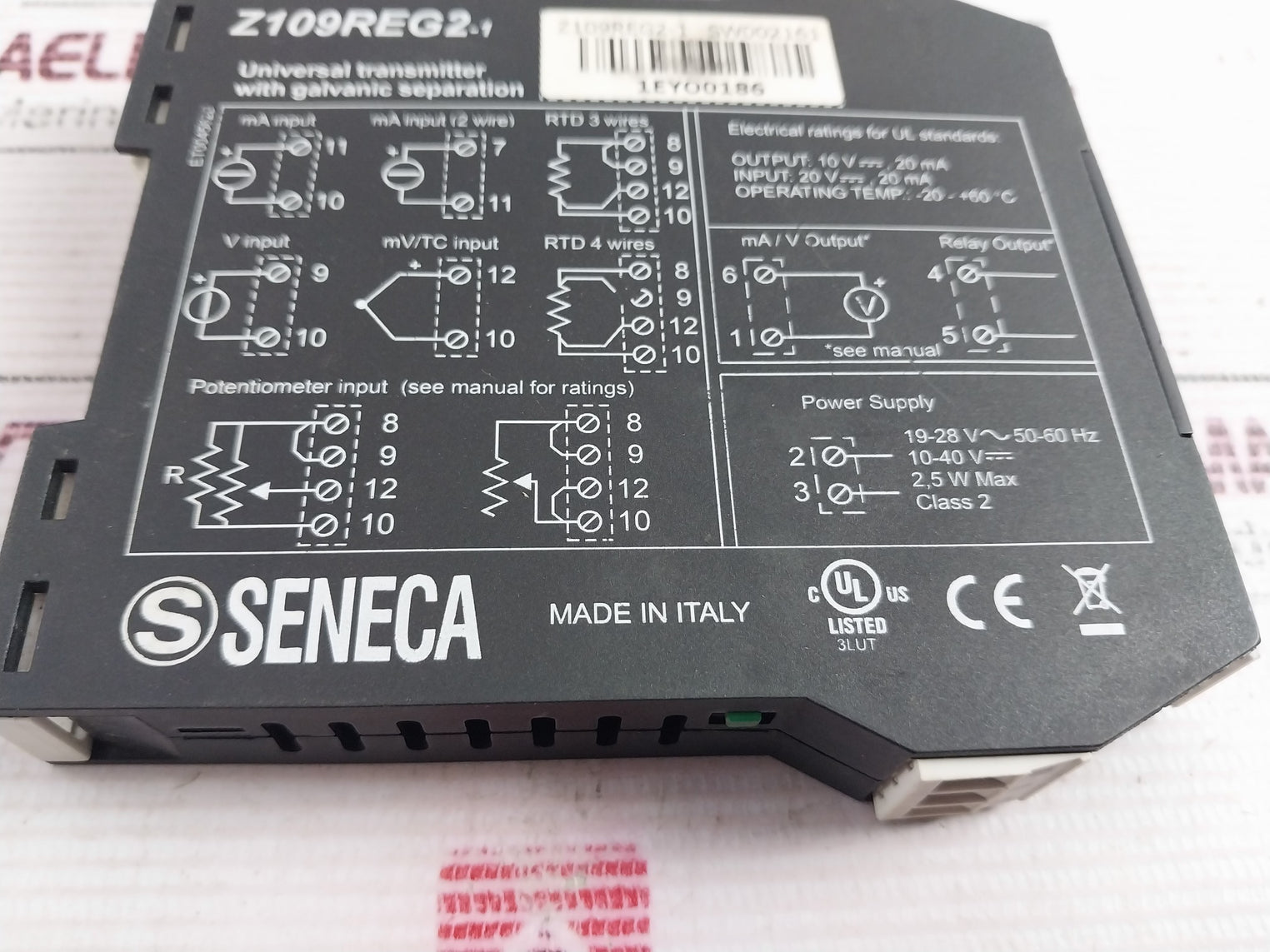Seneca Z109Reg2 Universal Transmitter With Galvanic Separation 19-28V~ 50-60Hz