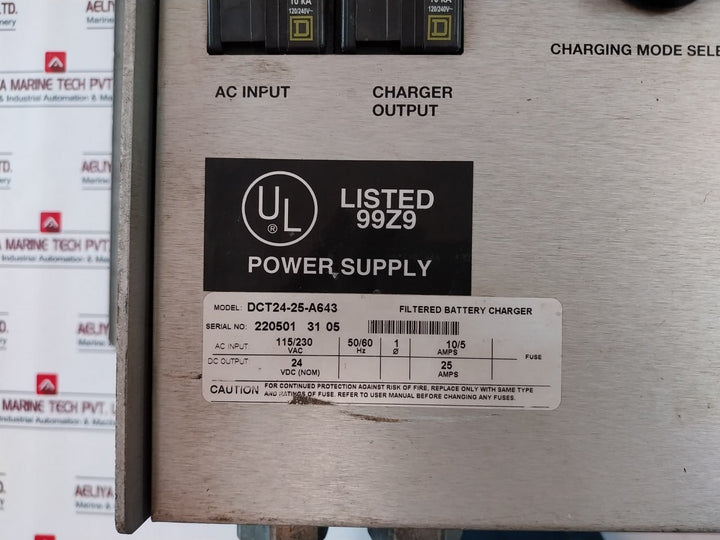 Sens Dct24-25-a643 Filtered Battery Charger 115/230Vac 10/5Amps 50/60Hz