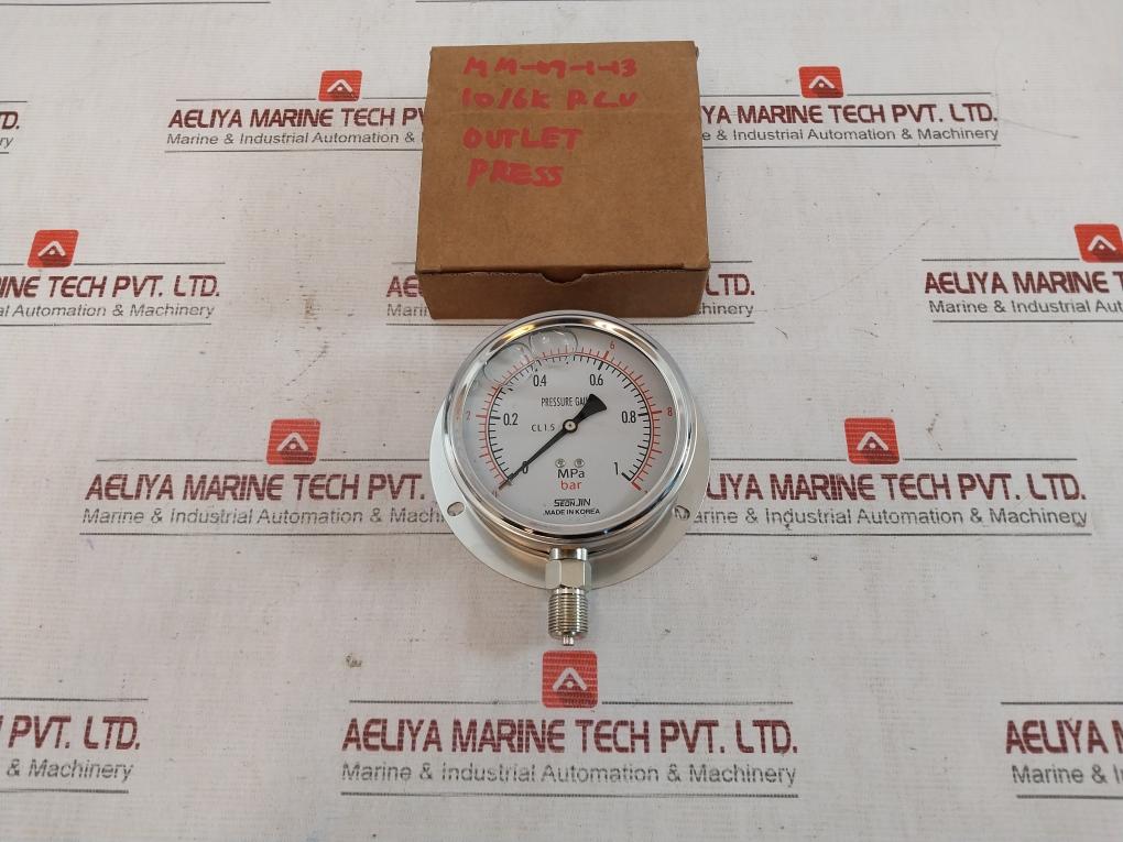 Seonjin Oil100*B Pressure Gauge 0-10 Bar 1.0Mpa 10/6K P.L.V