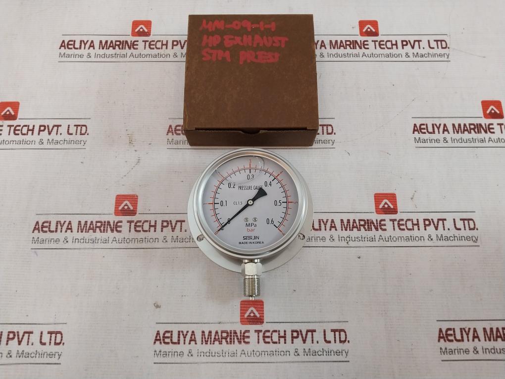 Seonjin Oil100 Pressure Gauge 0-6 Bar Cl 1.5 Mm-09-1-1 Ks B 5305