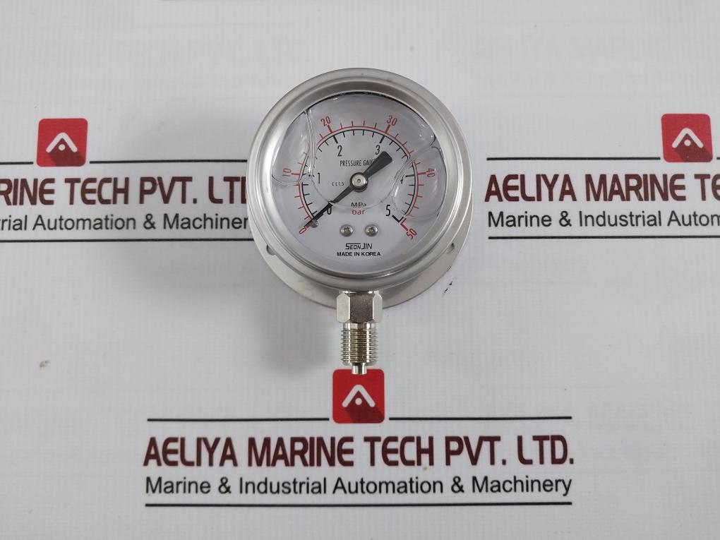 Seonjin Oil60*B Liquid Filled Pressure Gauge Pf1/4 Inch 5.0Mpa 0 To 50 Bar