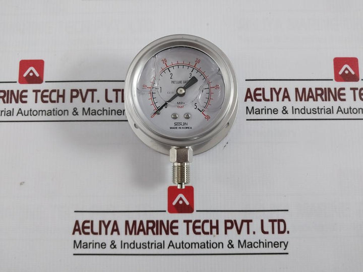 Seonjin Oil60*B Liquid Filled Pressure Gauge Pf1/4 Inch 5.0Mpa 0 To 50 Bar