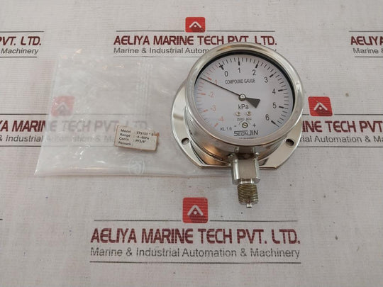 Seonjin Sts100*B Compound Pressure Gauge -4 To 6 Kpa