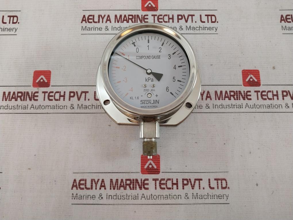 Seonjin Sts100*B Compound Pressure Gauge -4 To 6 Kpa
