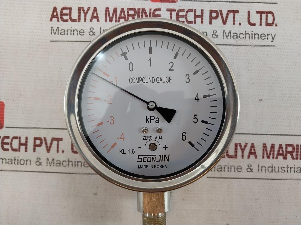 Seonjin Sts100*B Compound Pressure Gauge -4 To 6 Kpa