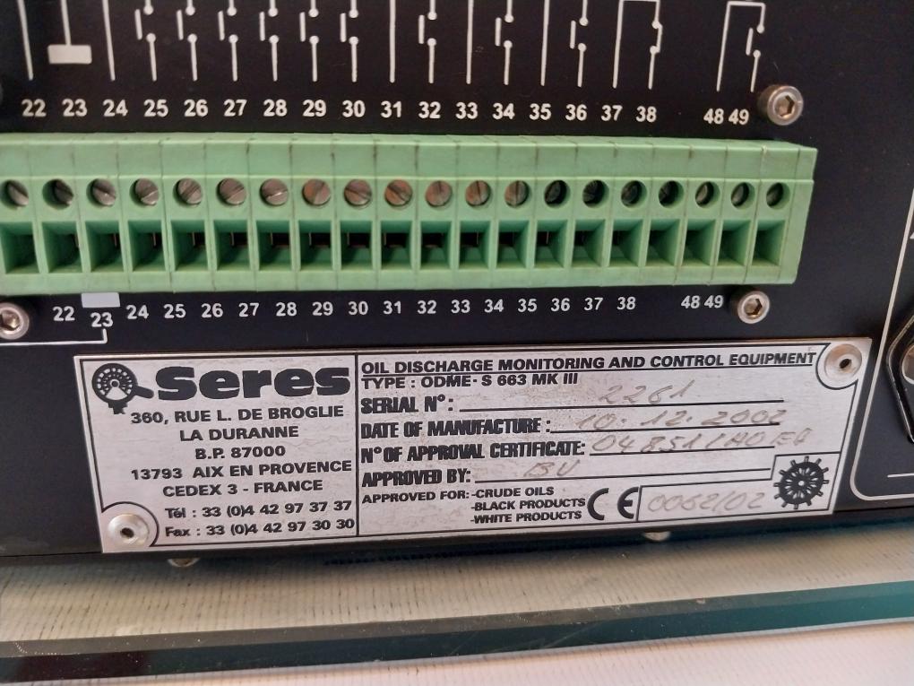Seres Odme-s 663 Mk Iii Oil Discharge Monitoring & Control Equipment