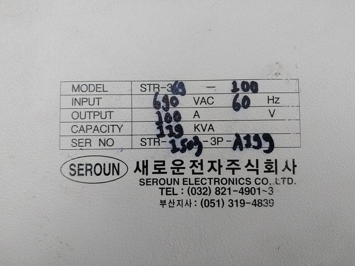 Seroun 3Ph Seroun Thyristor Regulator Str-369-100 690Vac 60Hz