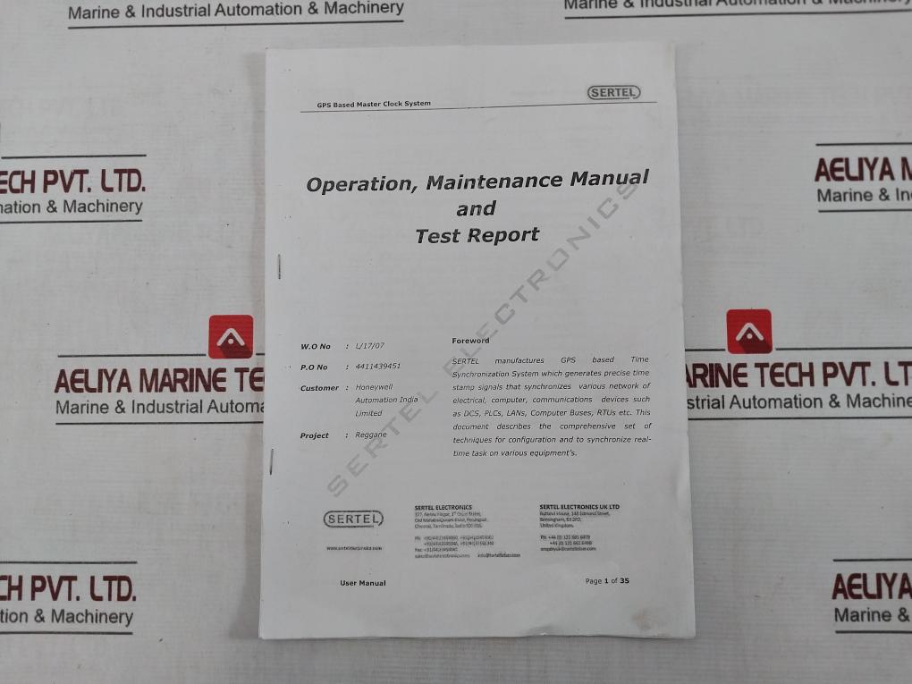 Sertel T-gps-300 Gps Based Master Clock System 90 To 260V Ac/Dc
