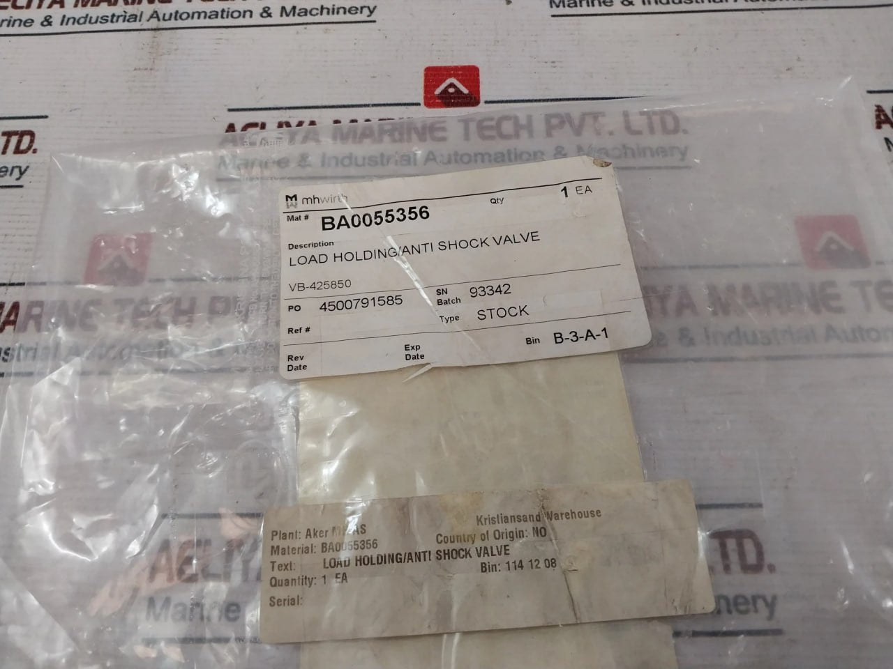 Servi Hydranor Vb-425850 Hydraulic Valve