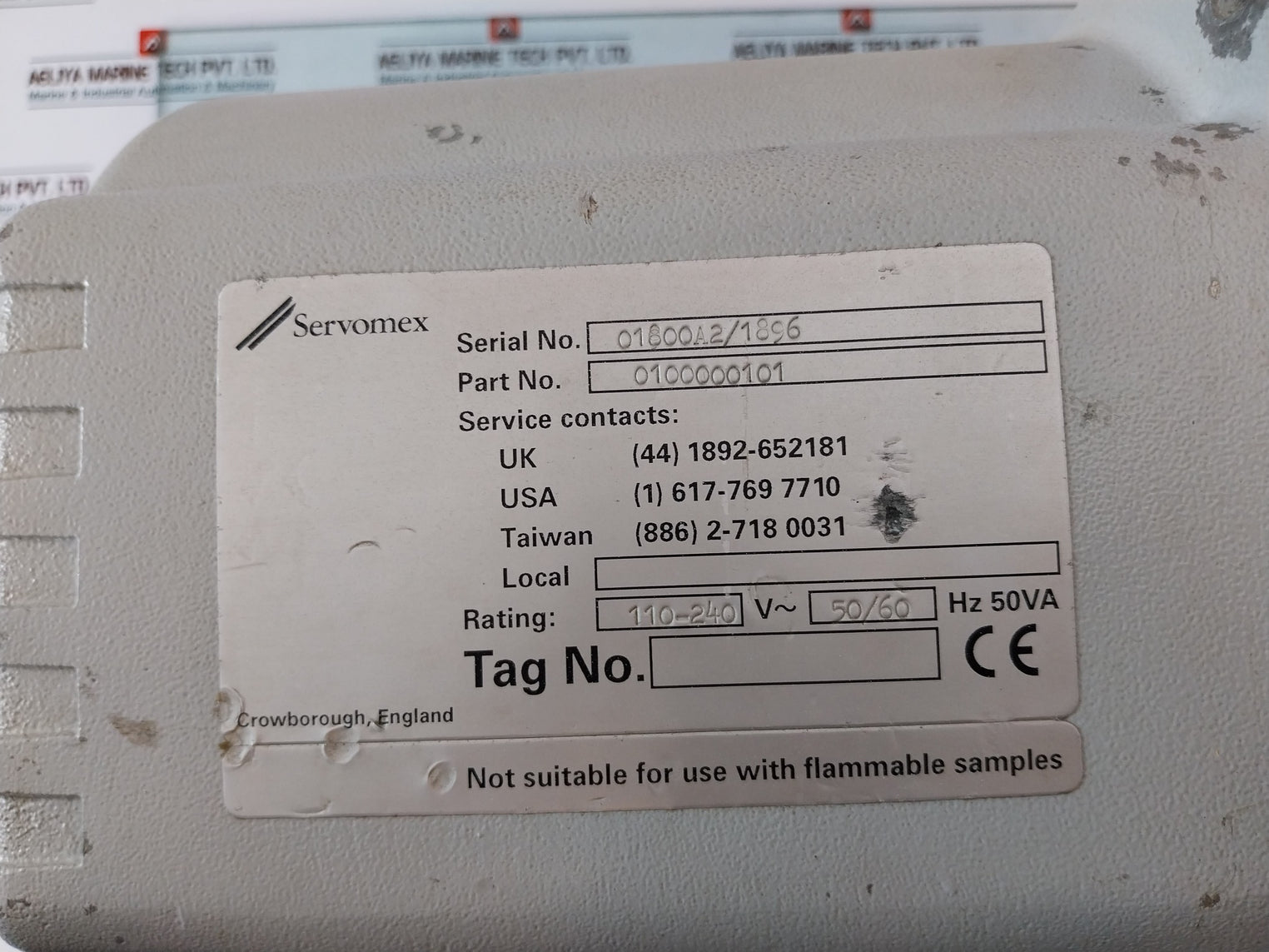 Servomex 1800 Oxygen Analyser 0100000101 110-240V 50/60Hz 50Va