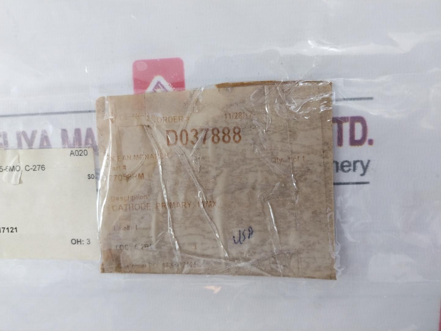 Severn Trent 77050Rm Cathode Plate 12Mx 25-6Mo C-276 A020