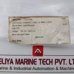 Severn Trent 77050Rm Cathode Plate 12Mx 25-6Mo C-276 A020