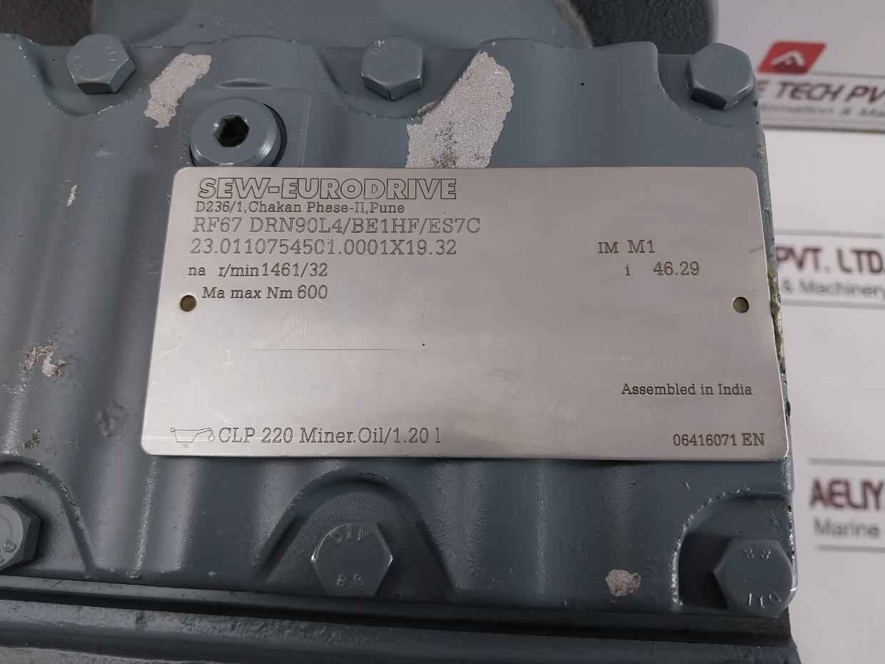 Sew-eurodrive Drn90L4/Be1Hf/Fg/Es7C Geared Motor Ct 700-1800Rpm 1.5Kw