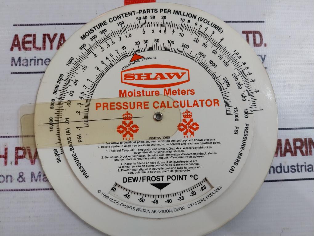 Shaw Moisture Meters Pressure Calculator Moisture Equivalent Chart
