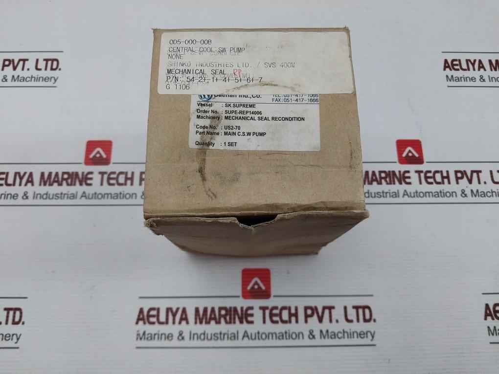 Shinko 54-2+-1+-4+-5+-6+-7 Mechanical Seal Set For Main Cool S.W. Pump Svs 400M