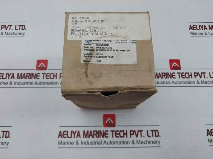 Shinko 54-2+-1+-4+-5+-6+-7 Mechanical Seal Set For Main Cool S.W. Pump Svs 400M