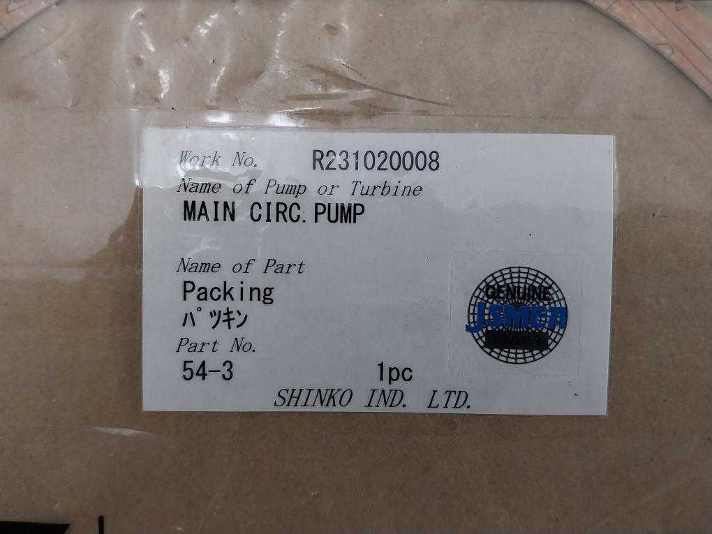 Shinko 54-3 Packing Ring Automatic Unload System For Cargo Oil Pump