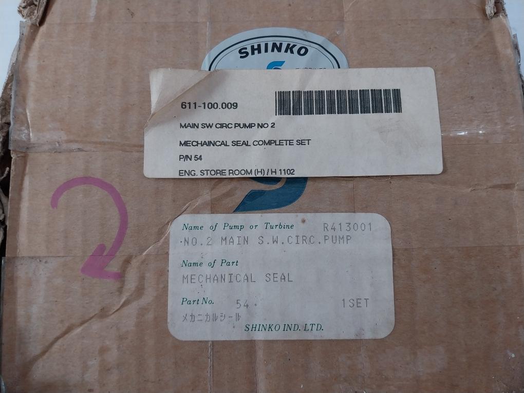 Shinko 54 Mechanical Seal Complete Set 611-100.009, 8910600-h7