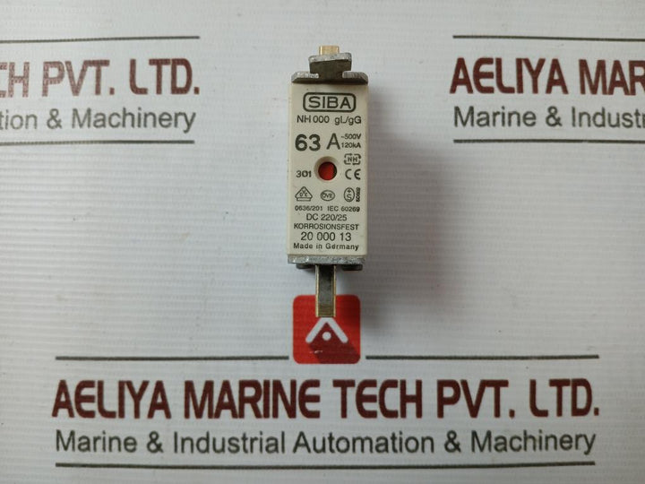 Siba Nh 000 Nh Fuse 63 Amp 500V 120Ka 20 000 13