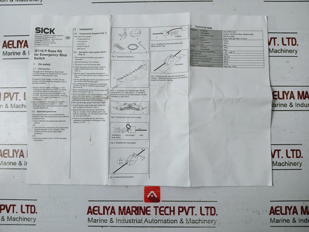 Sick Ie110-ptr Rope Kit For Emergency Stop Switch 1061259B758965