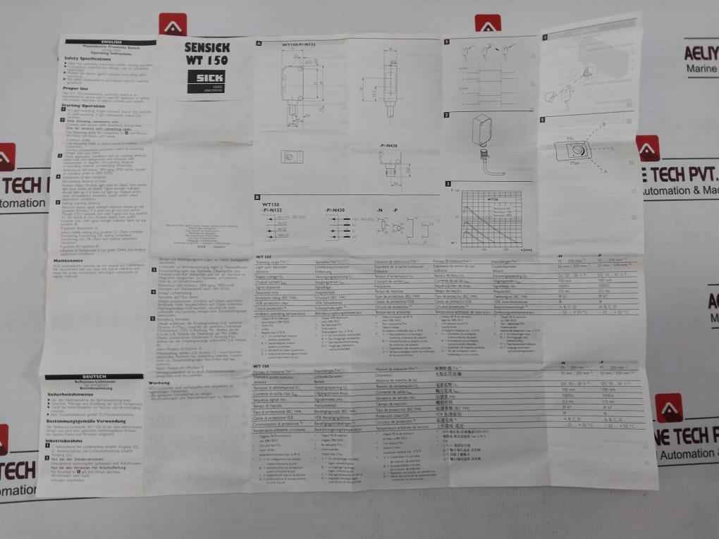 Sick Wt150-p132 Photoelectric Sensor Proximity Switch W/ Cable 2M L+ Dc10-30V