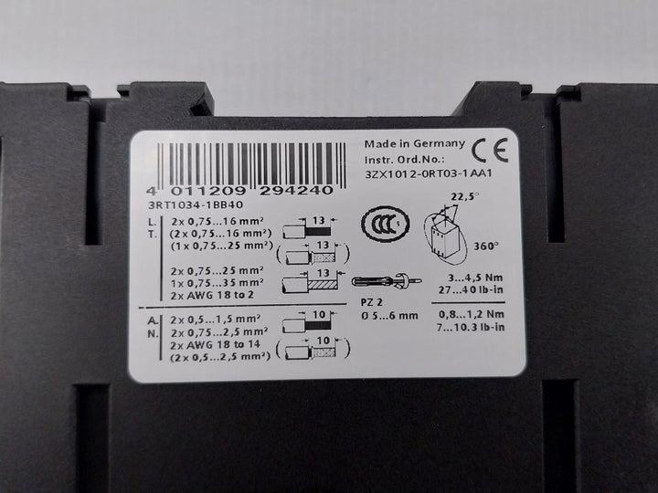 Siemens-24Vdc-32A-15Kw-400V-50-60Hz-3-pole-Power-Contactor-3Rt1034-1Bb40-208855-8