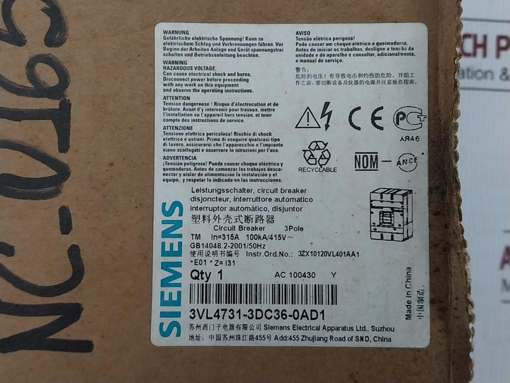 Siemens-50-60Hz-415V-Ac-250-315A-3-pole-Circuit-Break-3Vl4731-3Dc36-0Ad1-208705-21