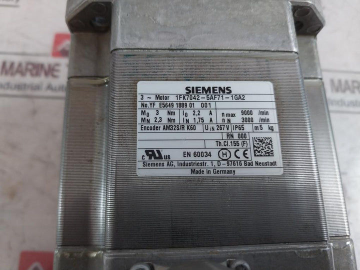 Siemens 1Fk7042-5Af71-1Ga2 Synchronous Servomotor