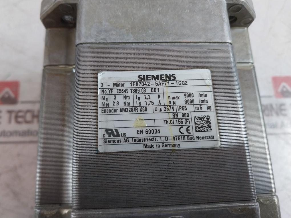 Siemens 1Fk7042-5Af71-1Gg2 Synchronous Servomotor