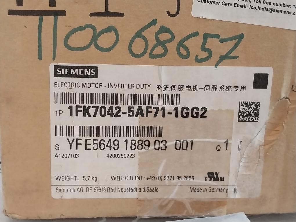 Siemens 1Fk7042-5Af71-1Gg2 Synchronous Servomotor