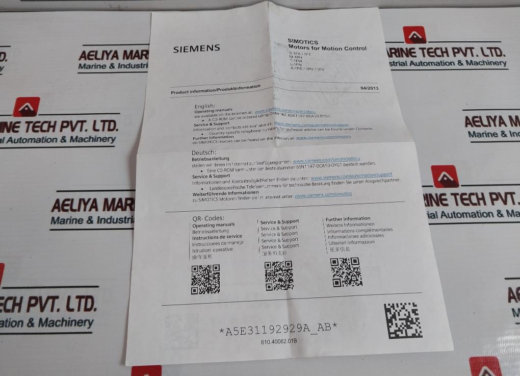 Siemens 1FK7042-5AF71-1GG2 Synchronous Servomotor