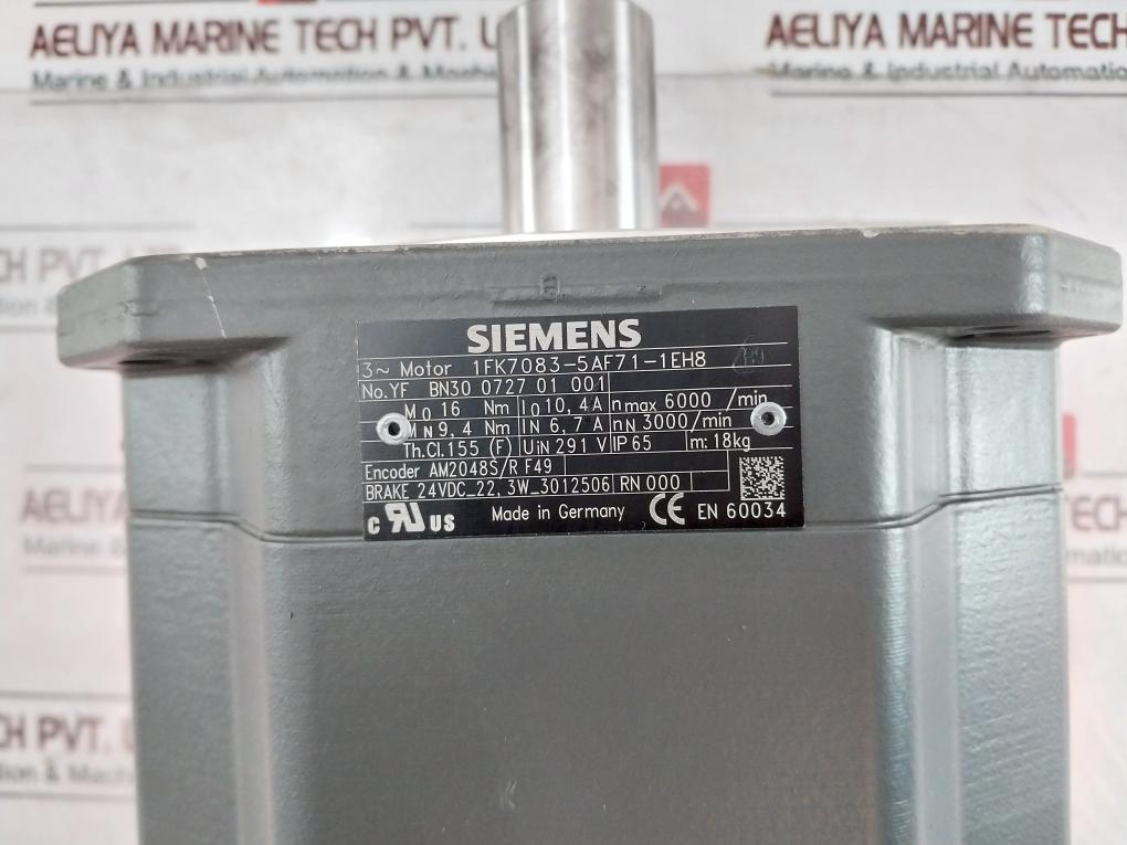 Siemens 1Fk7083-5Af71-1Eh8 Servo Motor Ip65