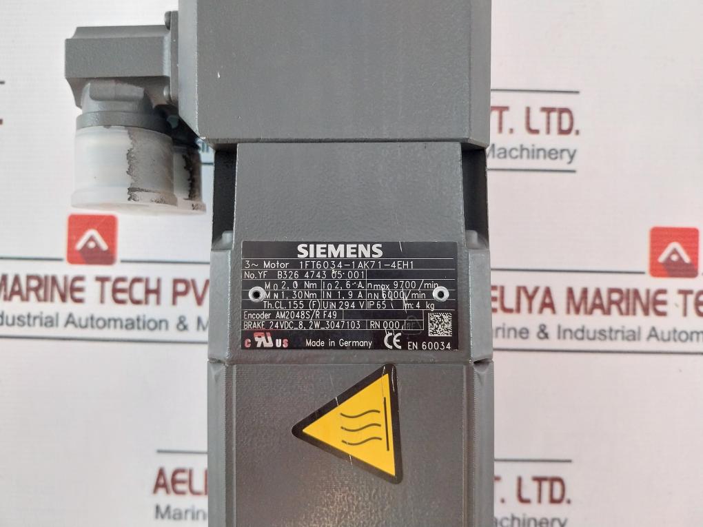 Siemens 1Ft6034-1Ak71-4Eh1 3-phase Synchronous Servo Motor Ip65