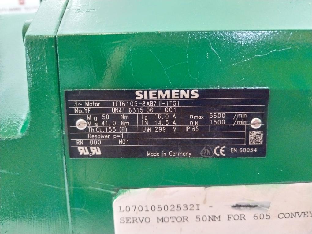 Siemens 1Ft6105-8Ab71-1Tg1 Synchronous Servo Motor