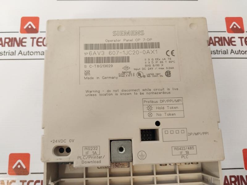 Siemens 1P 6Av3 607-1Jc20-0Ax1 Control Panel Dc 24V/Max 0.24A