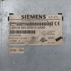 Siemens 1P 6Av6 545-0Da10-0Ax0 Simatic Multi Panel Ip 65