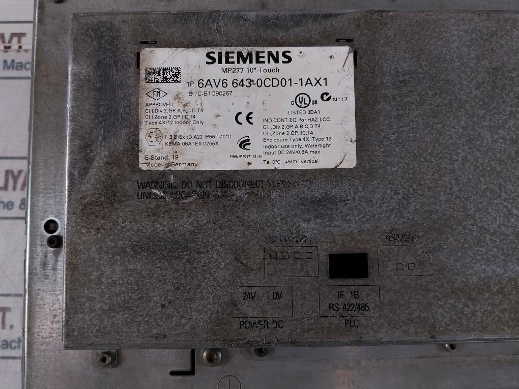 Siemens 1P 6AV6 643-0CD01-1AX1 Simatic Multi Touch Panel