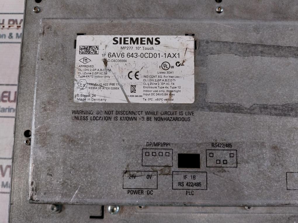 Siemens 1P 6AV6 643-0CD01-1AX1 Touch Panel