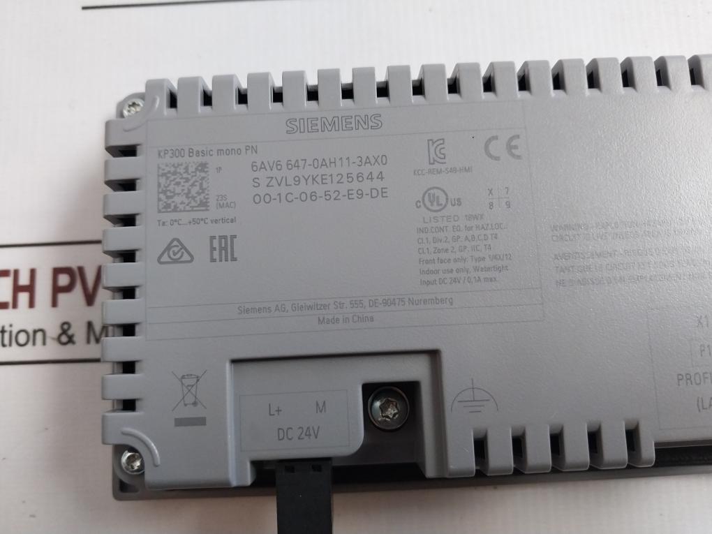 Siemens 1P 6Av6 647-0Ah11-3Ax0 Basic Panel Kp300 Basic Mono Pn
