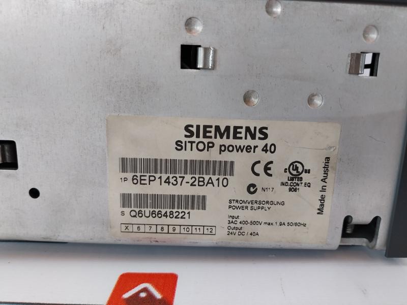 Siemens 1P 6Ep1437-2Ba10 Sitop Power 40 Stabilized Power Supply Input