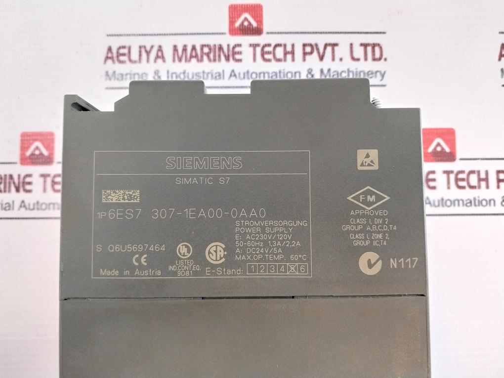 Siemens 1P 6Es7 307-1Ea00-0Aa0 Power Supply Module 50/60Hz
