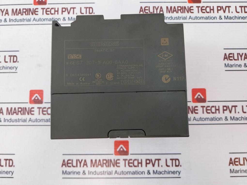 Siemens Simatic S7 1P 6Es7 307-1Ea00-0Aa0 Power Supply W/ Module 50/60Hz Dc24V