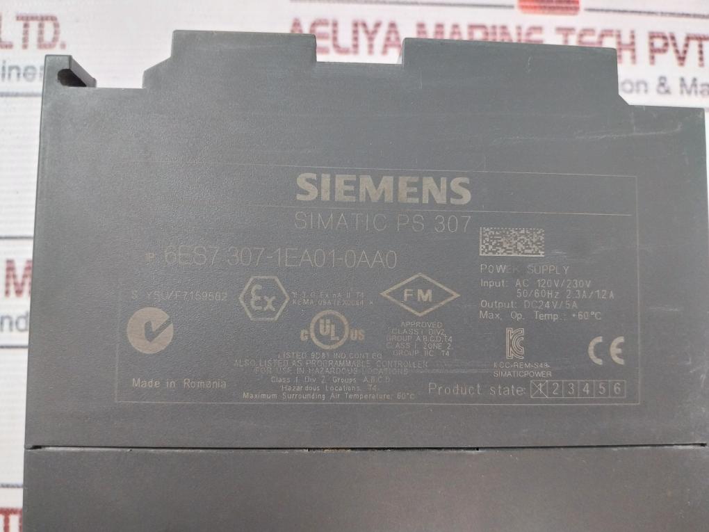 Siemens 1P 6Es7 307-1Ea01-0Aa0 Power Supply Ac 120V/230V 50-60Hz 2.3A/1.2A