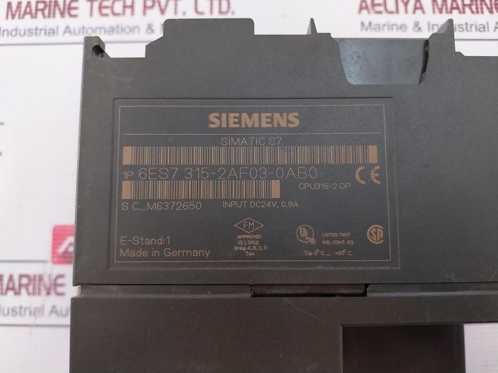 Siemens 1P 6Es7 315-2Af03-0Ab0 Power Supply Cpu315-2 Dp