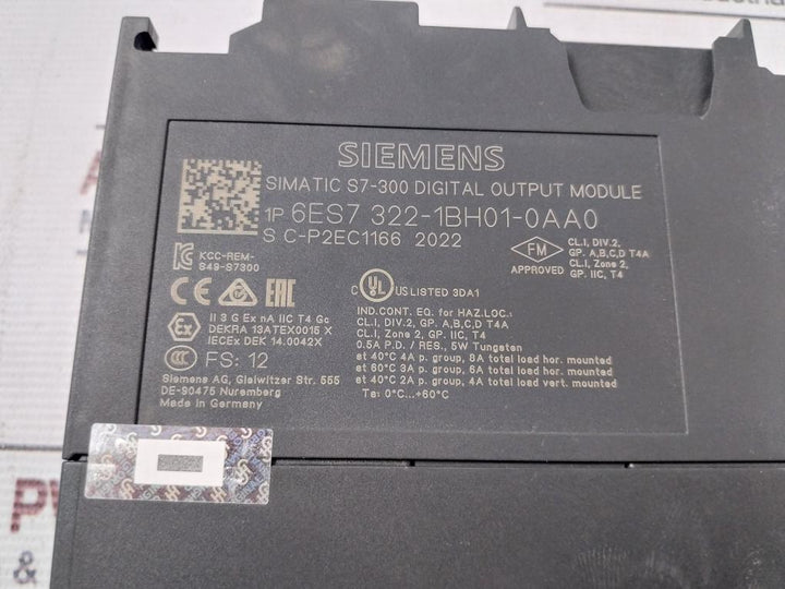 Siemens 1P 6Es7 322-1Bh01-0Aa0 Digital Output Module 7202050-01