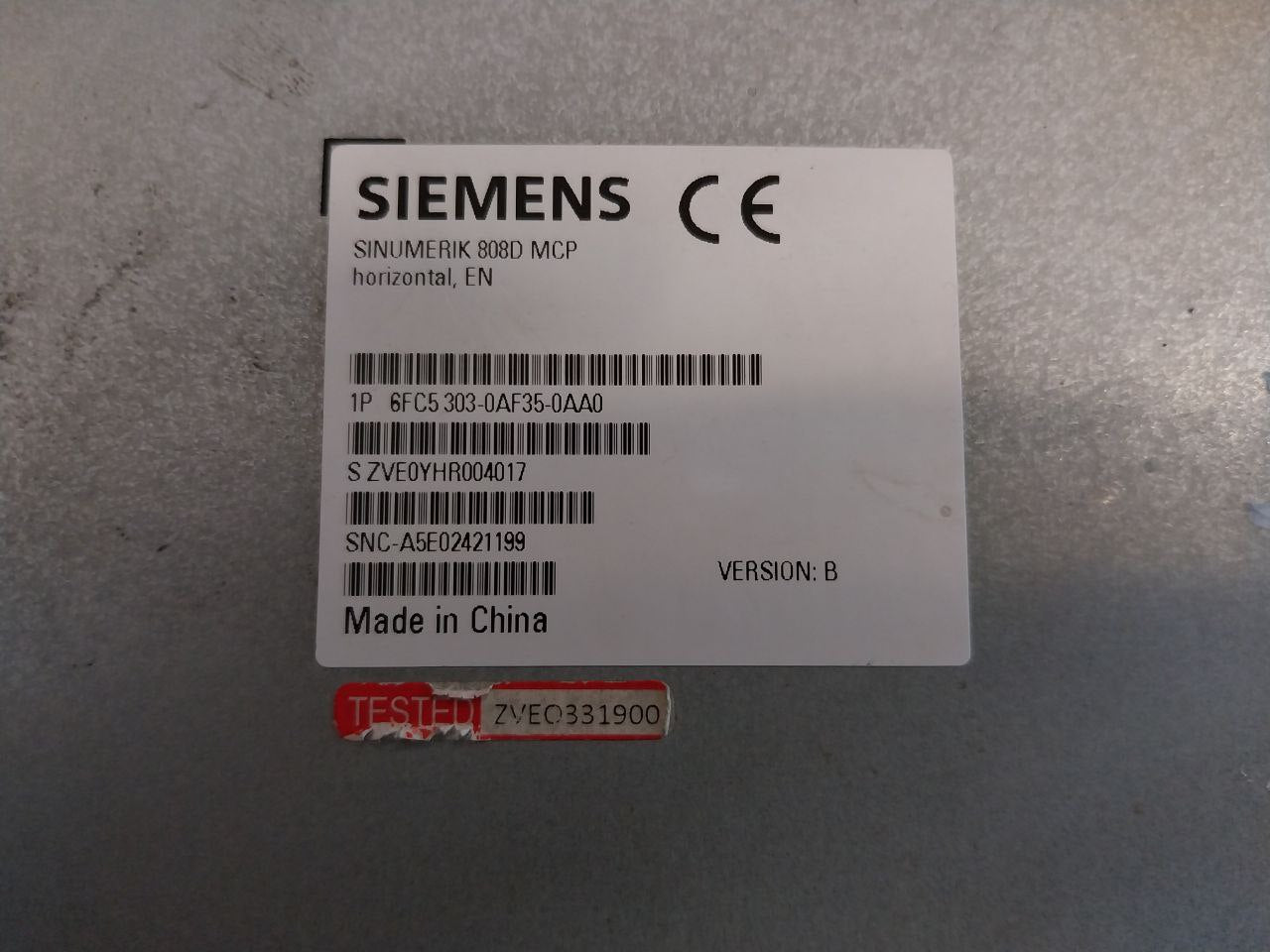 Siemens 1P 6Fc5303-0Af35-0Aa0 Machine Control Panel 600V 10A