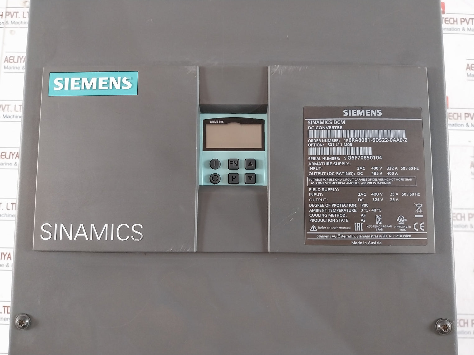 Siemens 1p 6ra8081-6ds22-0aa0-z Sinamics Dcm Dc-converter 3ac 400v 332a 50/60hz