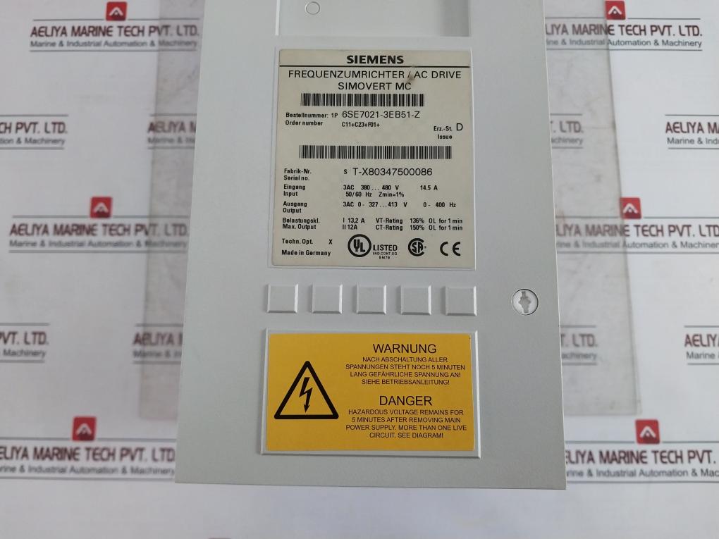Siemens 1P 6Se7021-3Eb51-z Simovert Mc Dc Inverter Se 475 501.5002.00