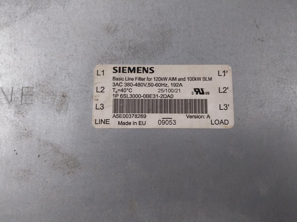 Siemens 1P 6SL3000-0BE31-2DA0 Basic Line Filter 3AC 380-480V 50/60Hz 192A