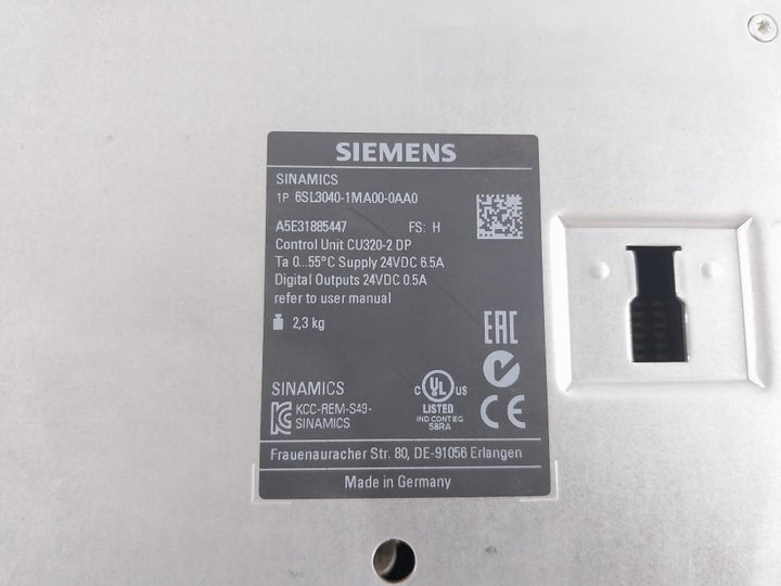 Siemens 1P 6Sl3040-1Ma00-0Aa0 Control Unit Cu320-2 Dp Ver H
